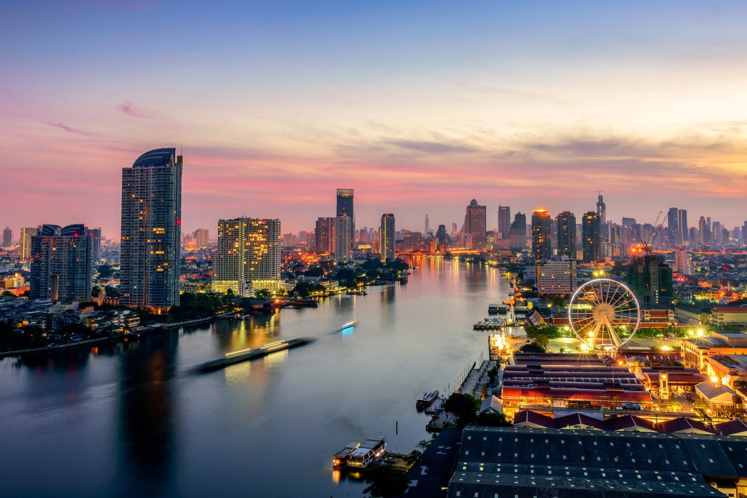 Bangkok,Cityscape.,Bangkok,Night,View,In,The,Business,District.,At